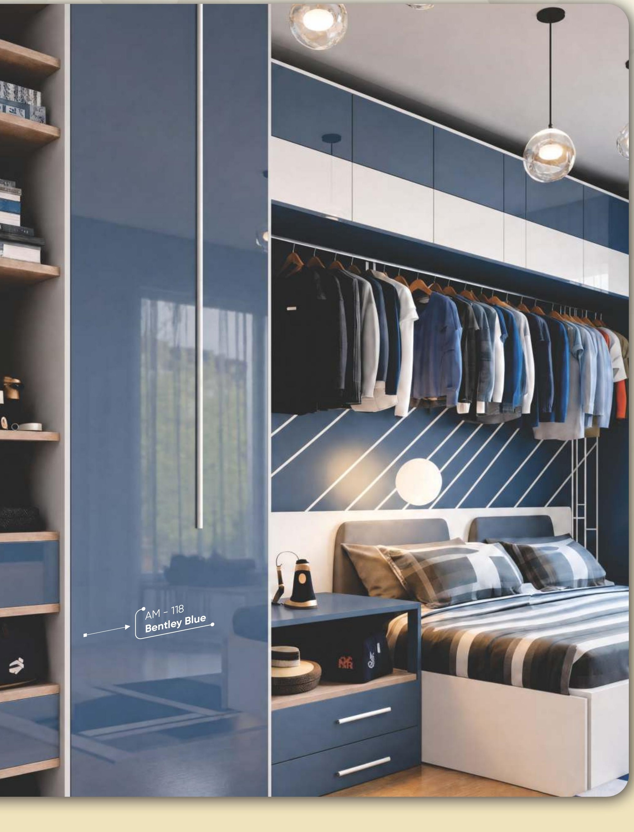AMmax Bentley Blue acrylic laminate on a wardrobe